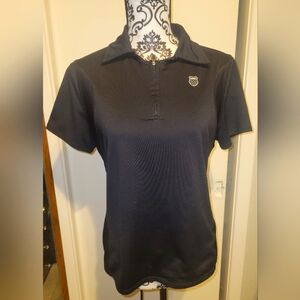 K-Swiss Women's Polo Shirt Black Short Sleeve Collared Size Med